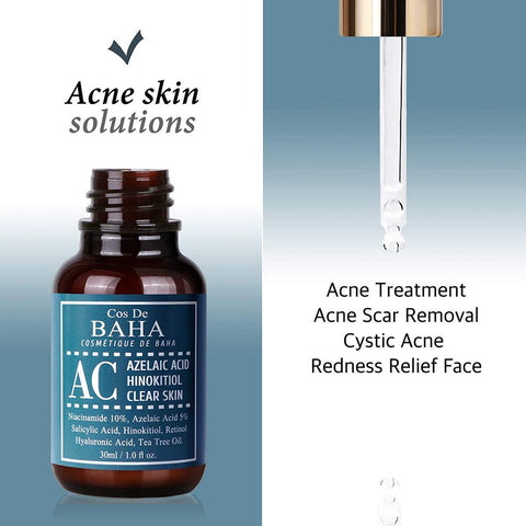 Acne Treatment Intensive Facial Serum with Azelaic acid 5%, Niacinamide 10%, Salicylic Acid, Retinol, Tea Tree (AC)