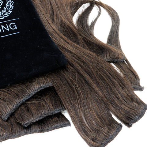 CAIRSTYLING CS609 - Brown Single Drawn 100% Human Hair - Clip-in Hair Extensions 110 Gram 51 CM (20 inch)