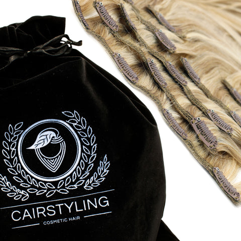 CAIRSTYLING CS612 - Blonde Single Drawn 100% Human Hair - Clip-in Hair Extensions 110 Gram 51 CM (20 inch)