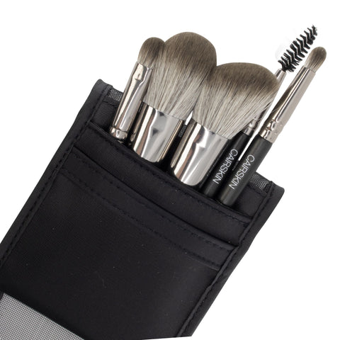 CAIRSKIN Mini Makeup Brush Set - 5 Brushes & Transparant Clutch