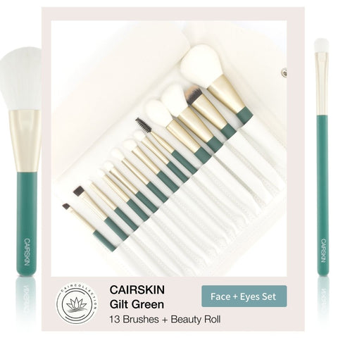 CAIRSKIN Gilt Green 13 Professional Brush Set Face & Eyes